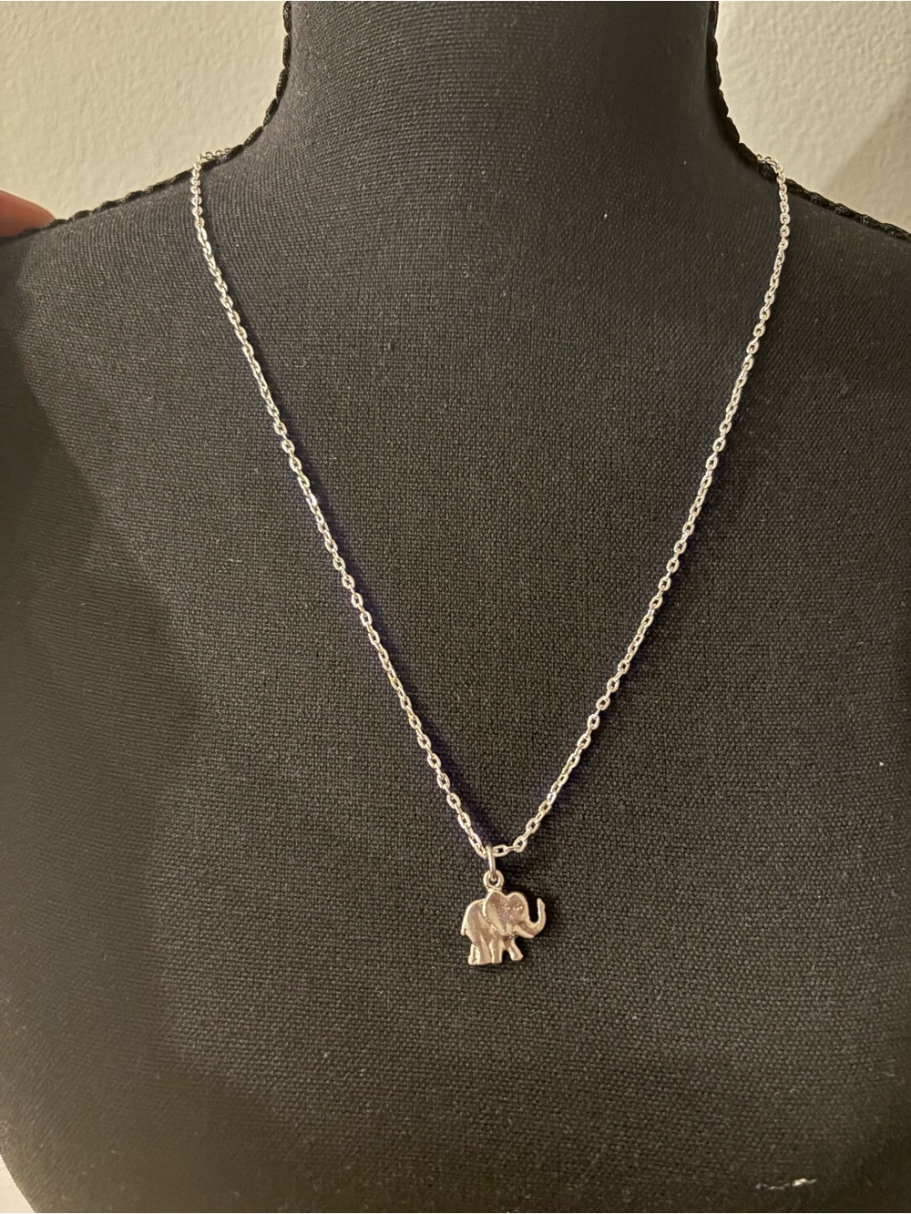 Elephant pendant - Sterling-Inspired with 22” chain